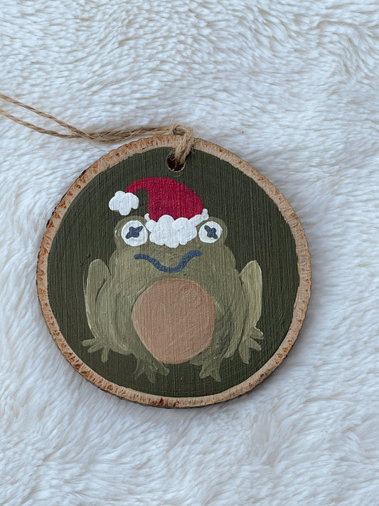 Cottage Christmas Frog Ornament