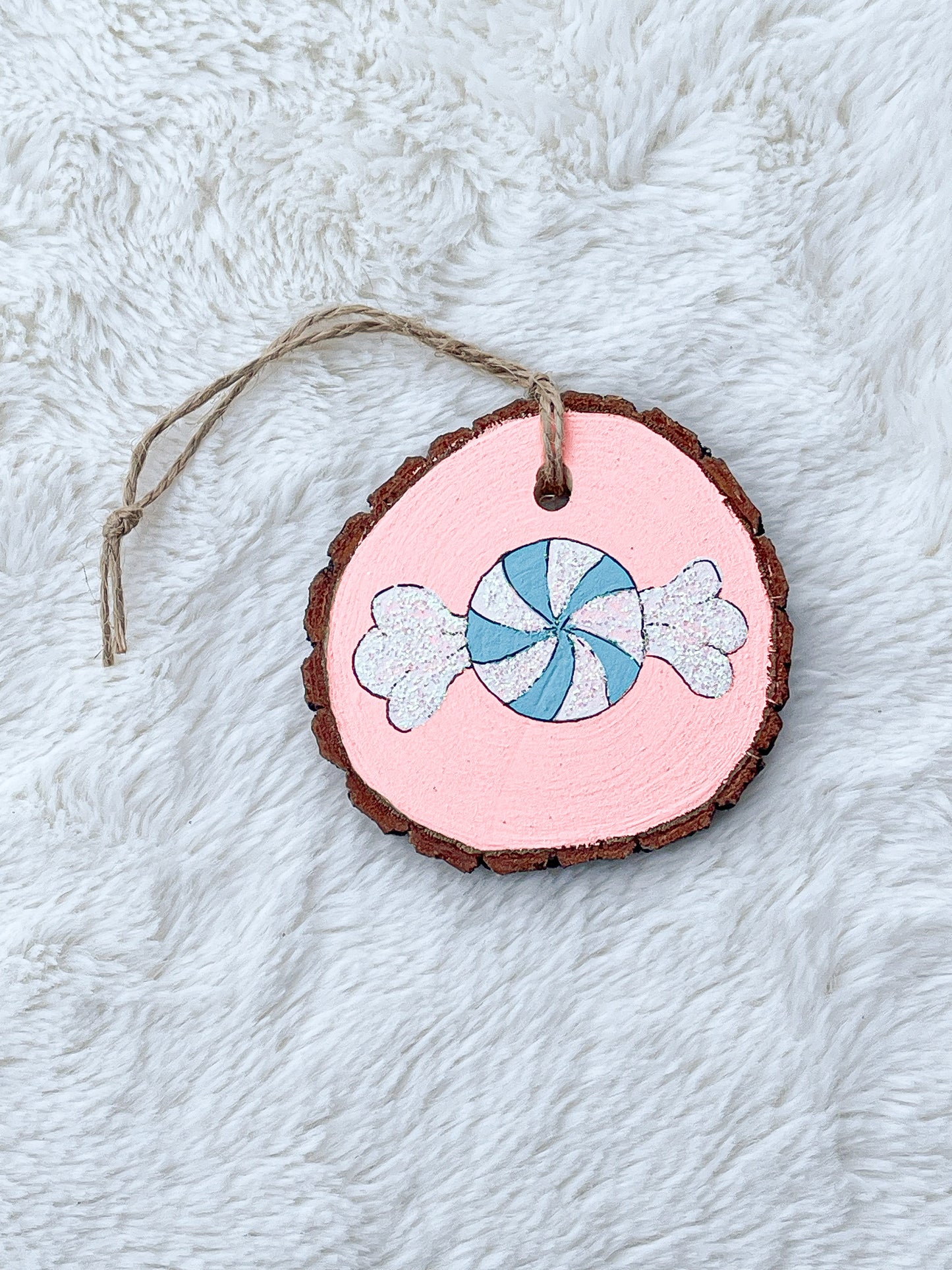 Cotton Candy Pink Peppermint Ornament