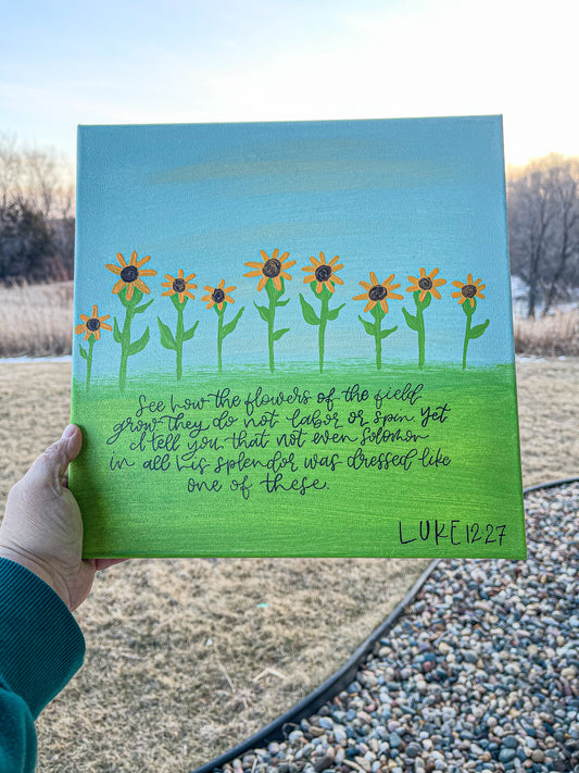 Luke 12:27 Sunflower Canvas Art